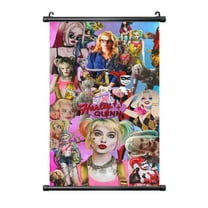 Harley Quinn Hanging Poster, Black Plastic Shaft Wall Hanging Posters Scroll Hanger, Canvas Artwork Wall Art Painting Decor for Living Room Bedroom Office 16"X24"