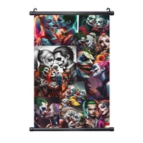 Harley Quinn Hanging Poster, Black Plastic Shaft Wall Hanging Posters Scroll Hanger, Canvas Artwork Wall Art Painting Decor for Living Room Bedroom Office 16"X24"