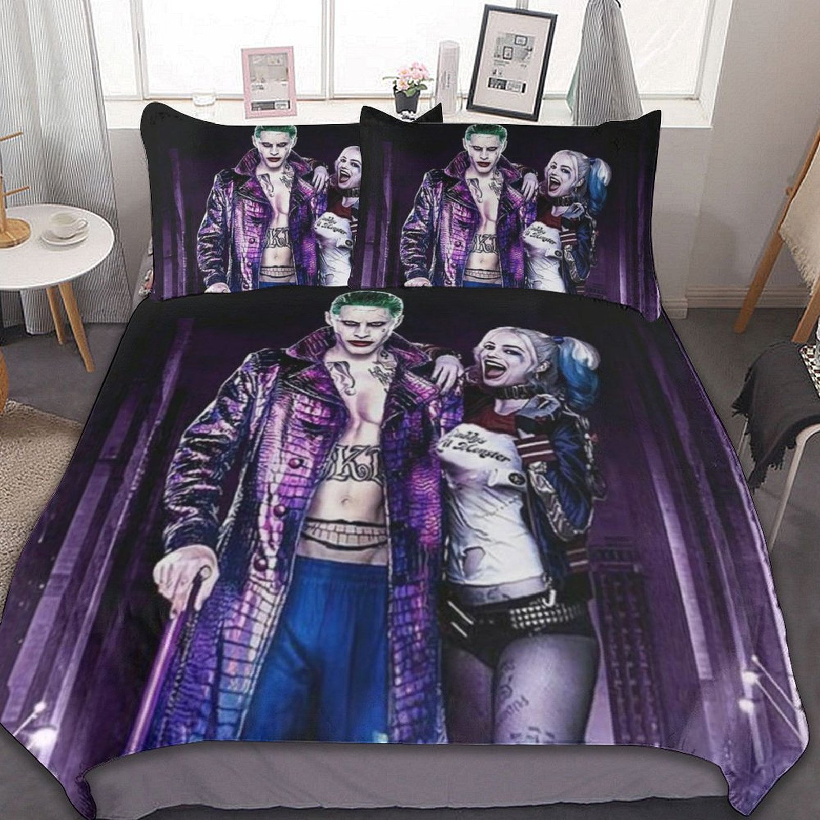 Harley Quinn Joker Animated 3 Pieces Bedding Sets Comfortable Soft Comforter Sets Decoration Bedroom Gifts With 1 Duvet Cover 2 Pillowcases Walmart