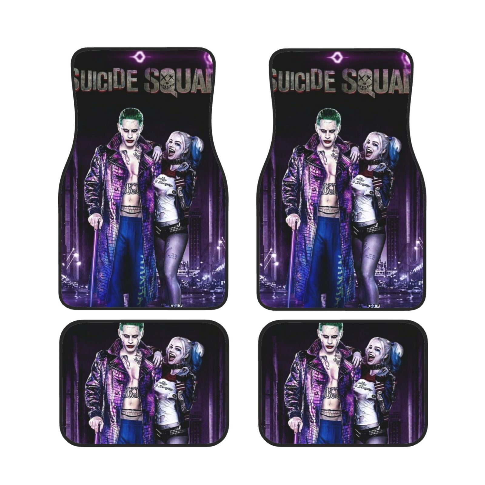 Harley Quinn Joker Animated Car Floor Mats 4Piece Full Set Front Rear