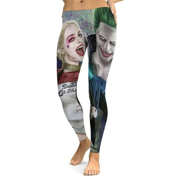Harley Quinn Joker Film Yoga Pants Women High Waisted Tummy Control Non See-Through Elastic Running Workout Yoga Leggings Pants