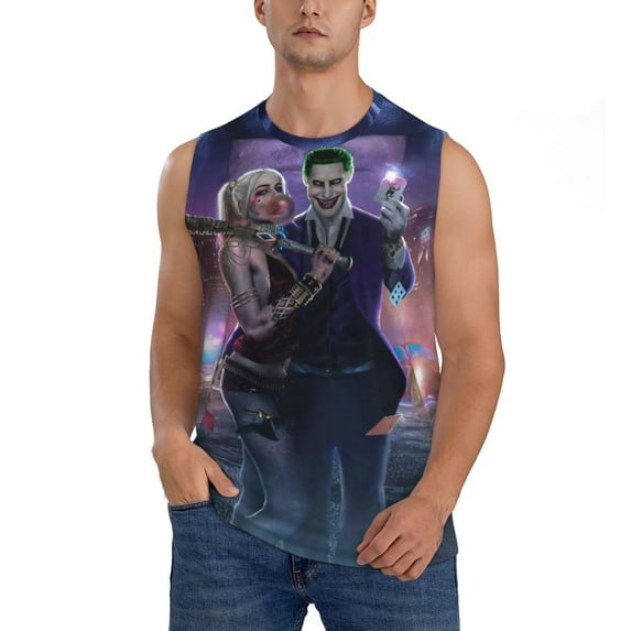 Harley Quinn Joker Poster Men's Tank Top Lightweight Summer Sleeveless Tee Shirt Muscle Tank Tops Workout T-Shirts Casual Athletic Undershirts