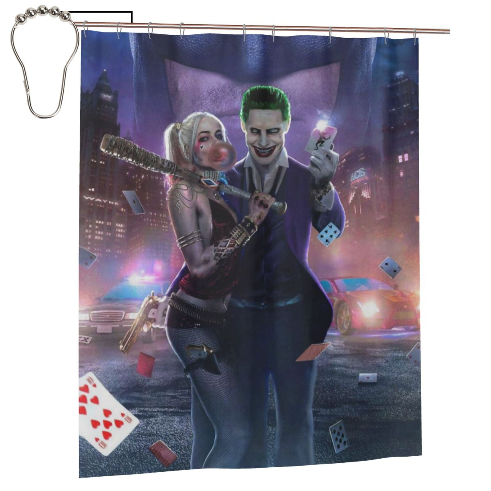 Harley Quinn Joker Poster Shower Curtain Bathroom Decor Polyester