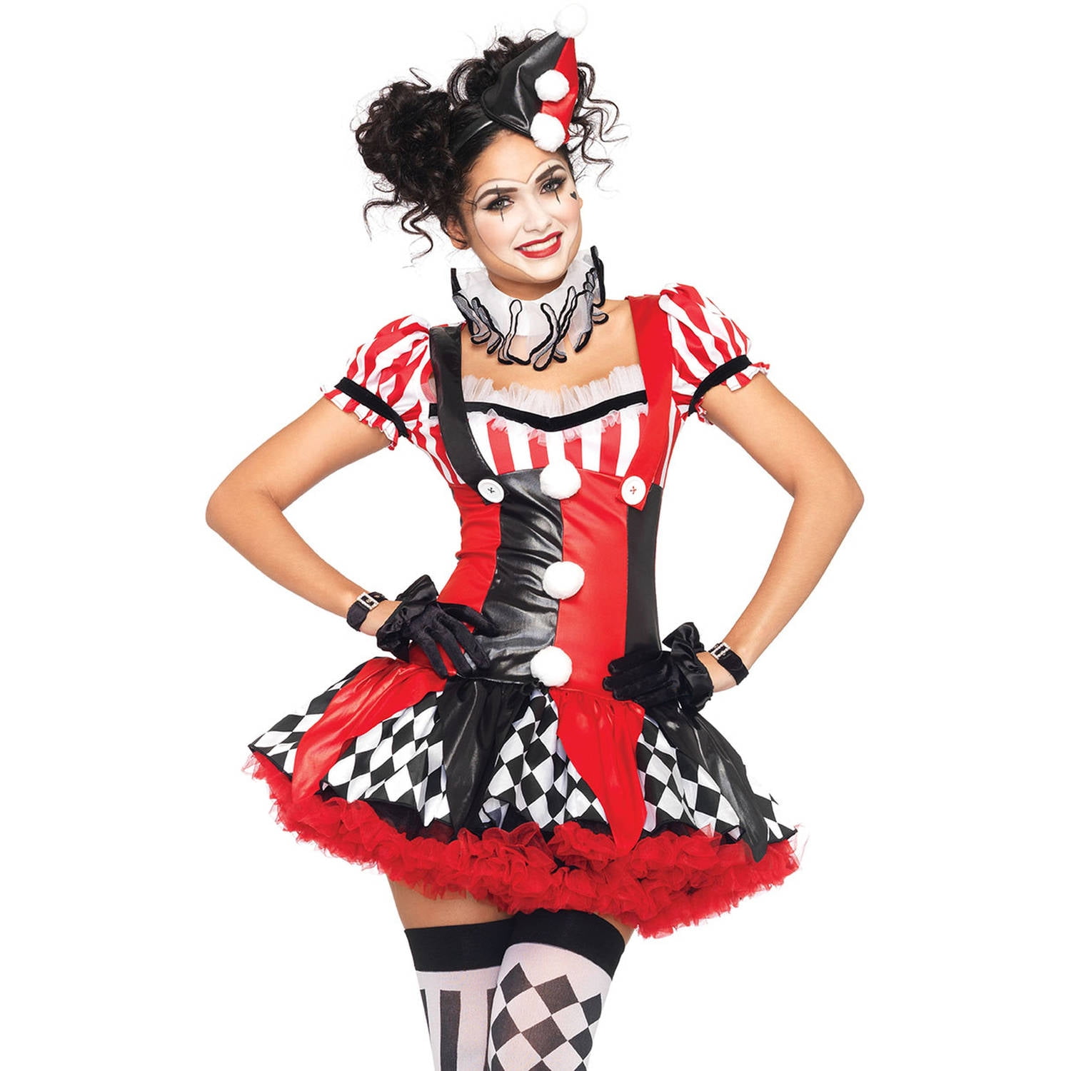 Leg Avenue Harlequin Clown Women s Halloween Fancy Dress Costume for Adult S
