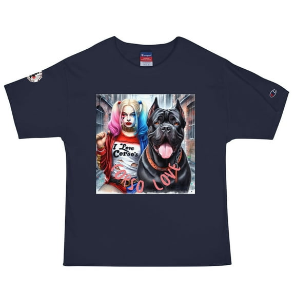 Harley Quinn Loves Cane Corso Champion T-Shirt (Navy, XL)