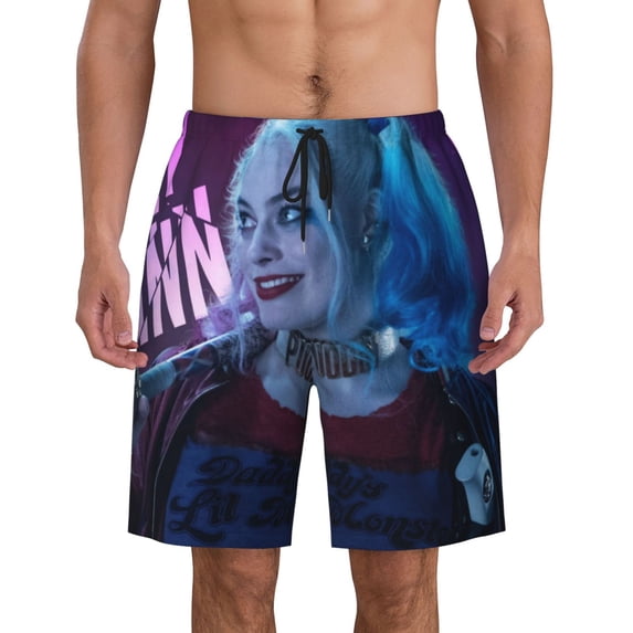 Harley Quinn Mens Swim Trunks Quick Dry Board Shorts With Mesh Lining, Beach Shorts Swimwear Bathing Suits
