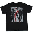 thumbnail image 1 of Harley Quinn Mens T-Shirt - Posing Over Police Photo Image (Large), 1 of 2