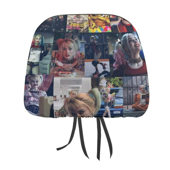 Harley Quinn Pattern Car Headrest Cover 2 Pcs Vehicles Seat Pillow Cover Protector Accessories Decor Auto Front/Rear Seats Head Rest Cover 2 Pcs Universal Fit Most Cars Sedan SUV Van