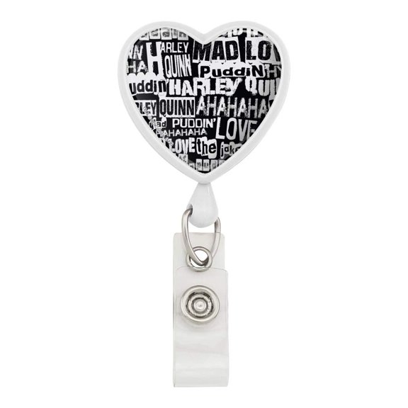 Harley Quinn Ransom Pattern Heart Lanyard Retractable Reel Badge ID Card Holder