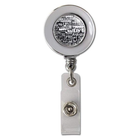 Harley Quinn Ransom Pattern Retractable Reel Chrome Badge ID Card Holder Clip