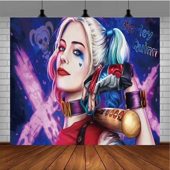 Harley Quinn Taspestry Post Banner Backdrop Background Wall Decor Party Supplies Movie Fans