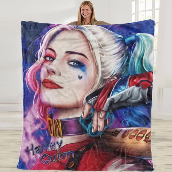 Harley Quinn Throw Blanket Gifts Present Merch for Teen Girls Men Boys Music Fans Bedroom Decorations 50x60 in