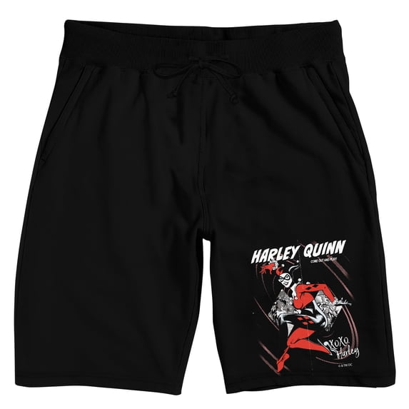 Harley Quinn XOXO Harley Men's Black Sleep Pajama Shorts-Small