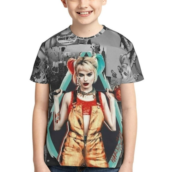 Harley Quinn Youth Unisex T-Shirt Crewneck Short Sleeve Double-Sided Print Tee Shirts Top For Boys Girls Kid Teen X-Small