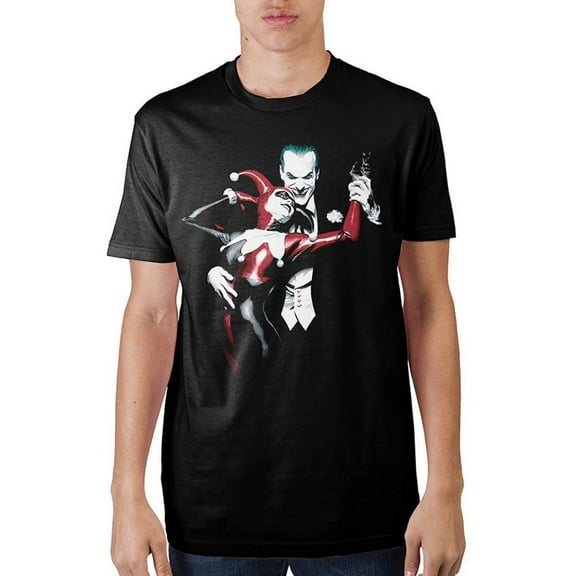Harley Quinn and The Joker Men's Black T-Shirt-3X-Large