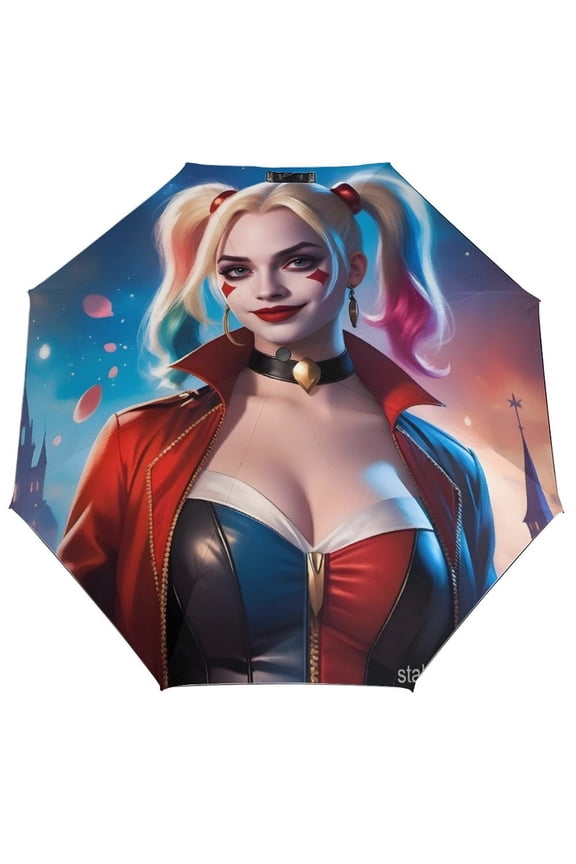 Harley Quinn-theme 3 Fold Auto Umbrella sunshade for Outdoor activities gifts for fans,friends,family and Lovers