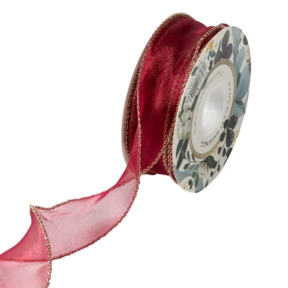 Harlier 1.57 Inch Wide Sheer Chiffon Ribbon, Pearl Silk Woven Ribbon Suitable for Gift Wrapping, Wedding Decor, Home Decor, Girl Hair Accessories Handmade DIY (10 Yards/Roll, Burgundy)