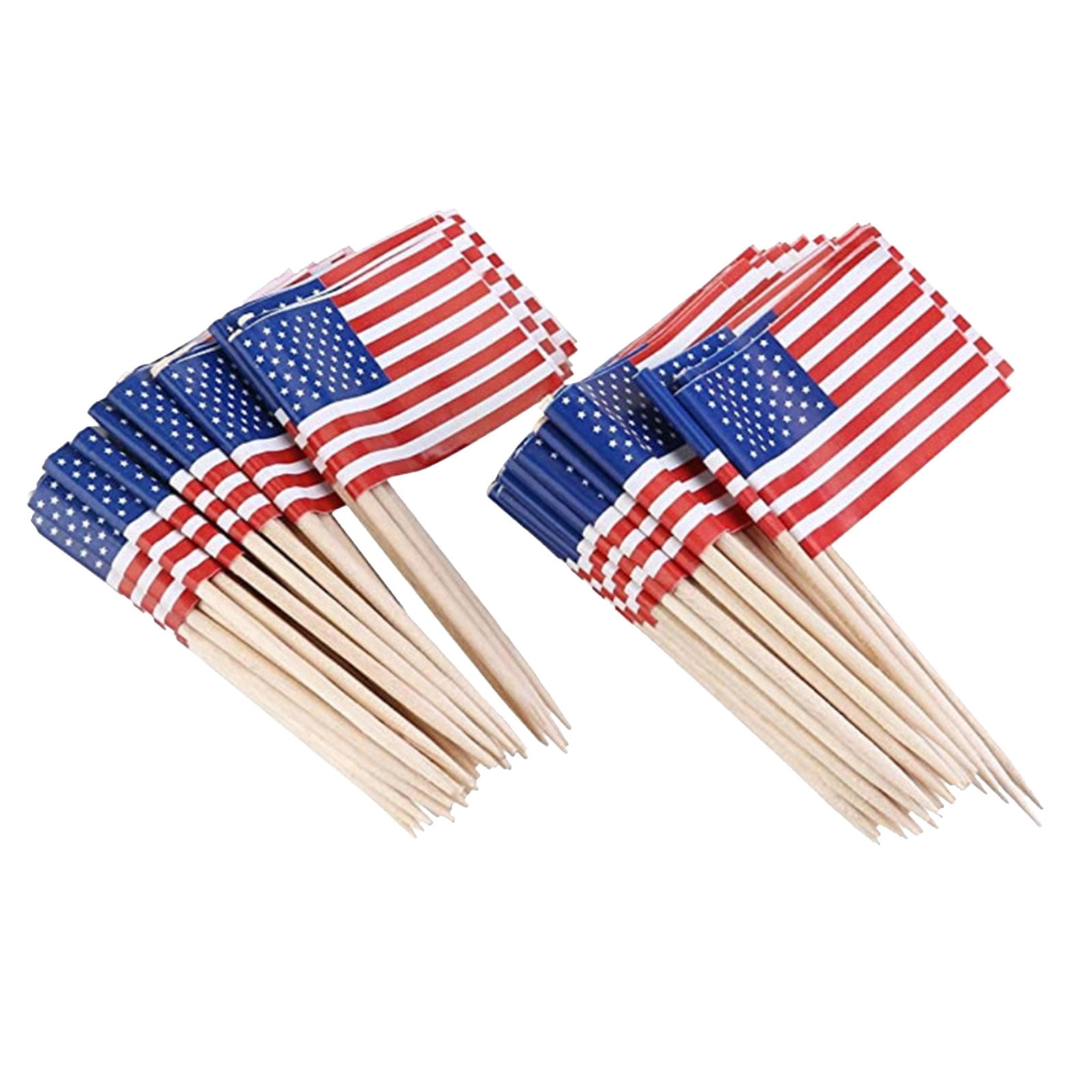 Harlier 100 Packs USA American Flag US Toothpick Flags, Cocktail Picks Mini Stick Cupcake Toppers Country Picks Party Decoration Celebration Cocktail Food Bar Cake Flags (American)