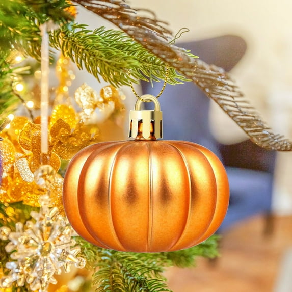 Harlier 12 Pcs Fall Pumpkin Hanging Ornament, Thanksgiving Mini Pumpkin Ball Decorations Farmhouse Fall Ornaments for Small Tree for Autumn Thanksgiving Halloween Christmas