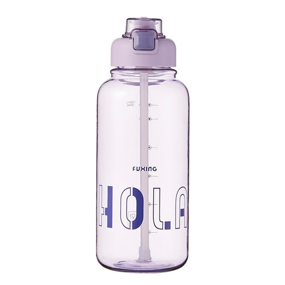 Harlier 1300ML Drinking Water Bottle with Scale to Drink and Straw, Large Durable Gym Plastic Bottle Tritan BPA Free for Fitness, Outdoor Enthusiasts, Leakproof Gray (Purple)