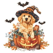 Harlier 15.4 x 14.2 Inch Large Size Fall Window Cling Sticker, Thanksgiving Autumn Harvest Dogs Pumpkin Leaves for Home Party Supplies Shop Window Glass Display Decoration