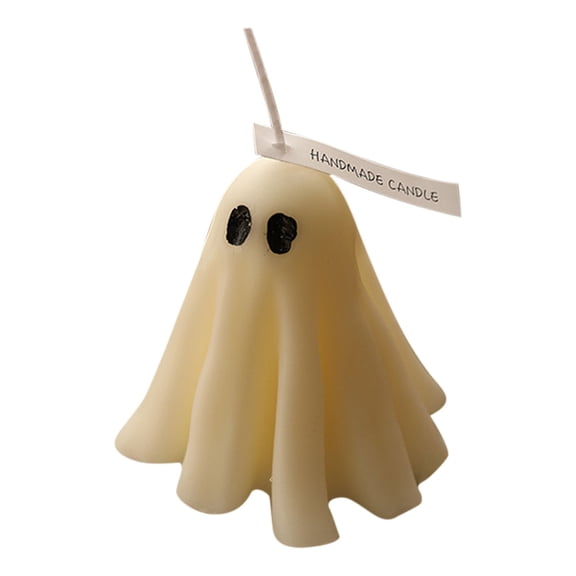 Harlier 2 Pieces Halloween Ghost Candles, White Spooky Ghost Scented Candles, Halloween Candles Horror Gifts Candle Tea Lights Goth Room Decor for Dining Table Party Bedroom