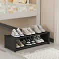 thumbnail image 1 of Harlier 2 Tier Shoe Rack for Dormitory, Durable Plastic Free Standing Wood Shoe Shelf Storage Organizer for Entryway or Under-bed, Small Space Stackable 22.2"Lx11.8"Wx8.3"H (Black), 1 of 3