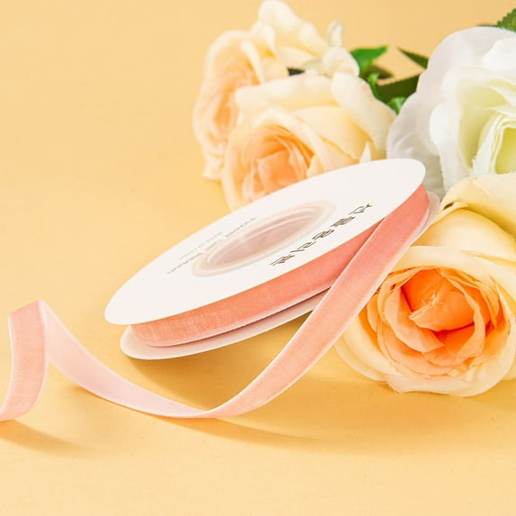 Harlier 21 Ft Vintage Velvet Ribbon, 10mm/0.39Inch Wide Single Face Velvet Ribbon for Gift Wrapping Bow Making Christmas Decoration Floral Bouquets DIY Crafts (Pink)