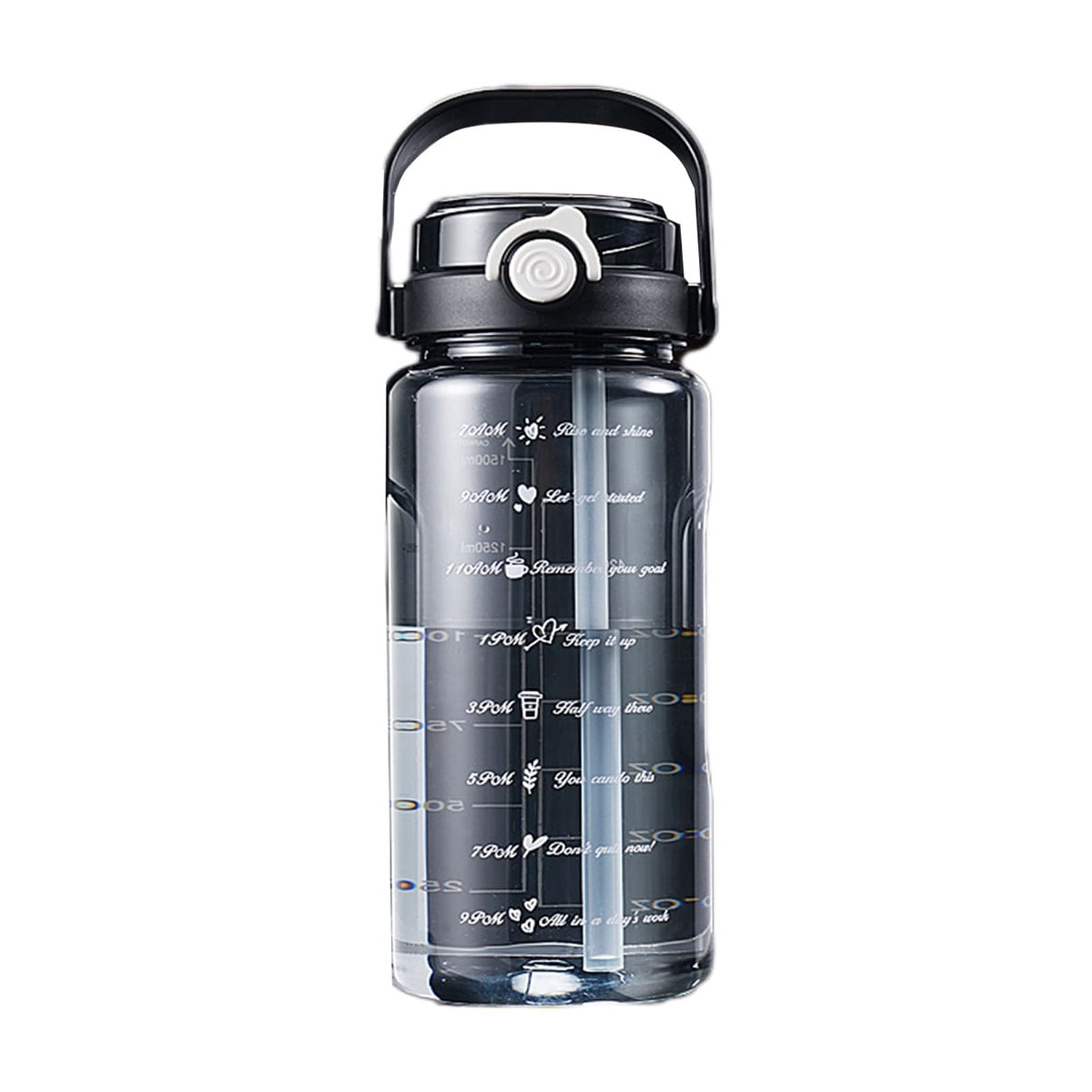 NAVTUE 16oz Motivational Water Bottle With Time Marker - BPA Free Tritan, Leakproof, Wide Mouth, Carry Strap