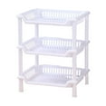 thumbnail image 1 of Harlier 3 Tier Plastic Storage Shelf Rack, 14.2-Inch Tall Floor Storage Shelving with Drainage Holes, Plastic Narrow Shelves for Small Space, Multipurpose Shelving Unit for Bathroom Kitchen, 1 of 2