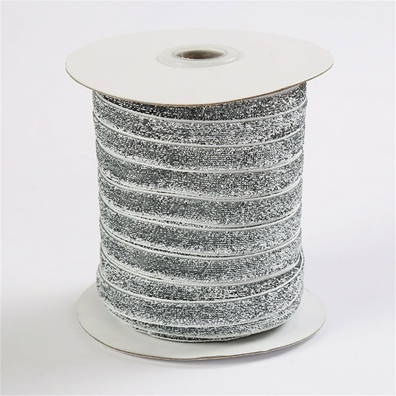 Harlier 50 Yards Metallic Glitter Ribbon, 3/8" (10mm) Medium Sparkle Ribbon Sewing Craft Trim, Polyester Glitter Ribbon for Gift Warpping DIY Crafts Party Christmas Decoration Hair Bows