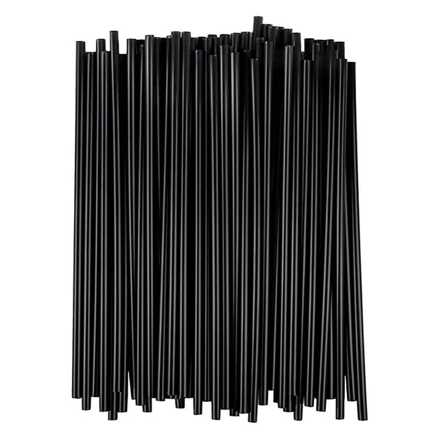 Harlier 500 Pcs Plastic Straws, 8.27" Straight Disposable Black Hot