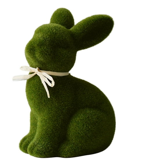 Harlier 7.5 Inches Moss Easter Bunny Home Decor, Artificial Turf Green Faux Moss Rabbit for Easter Decorations, Flocked Animal Bunny Statue Easter Party Favor for Yard Decorations