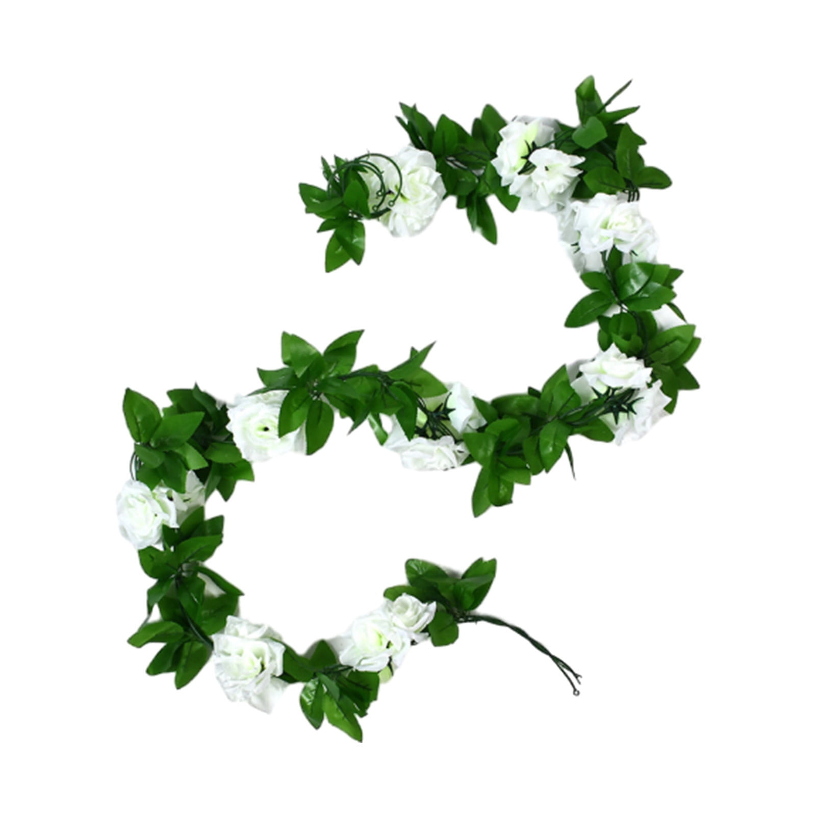 Harlier 7.9Ft Floral Garland White Rose Vines Artificial Flowers, Silk ...
