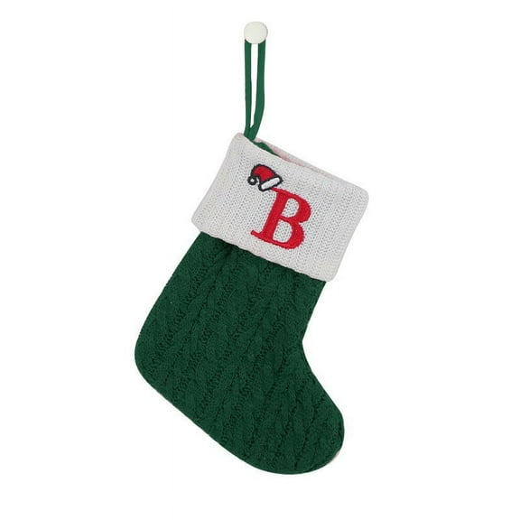 Harlier 7 inch Mini Initial Christmas Stocking Monogram Embroidered Christmas Stocking red, White, Green Knit Mini Stocking Christmas Decorations