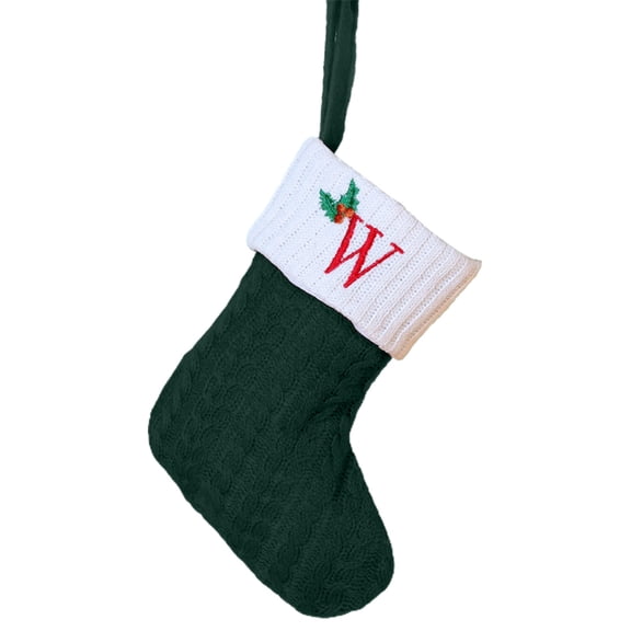 Harlier 8 Inch Mini Monogram Stocking, Red Christmas Initial Letter Cable Knit Stockings with White Cuffs, Cute Xmas Alphabet Decorations for Home Family Fireplace Hanging Gifts DIY Decor