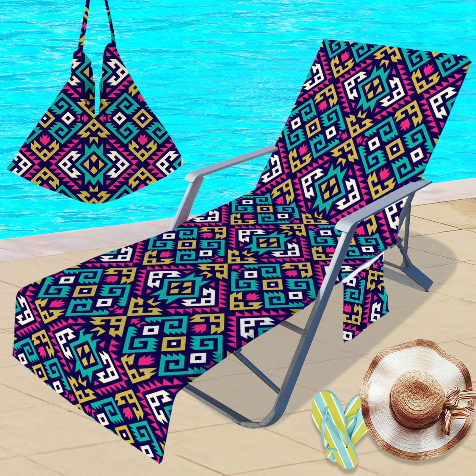 Harlier 83 x 30 inch Beach Chair Towel, Chaise Lounge Cover with