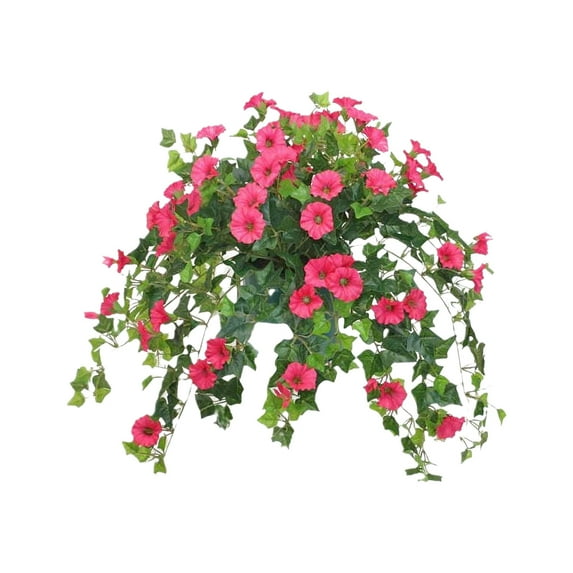 Harlier Artificial Fake Hanging Plants Flowers for Outdoor, Outside Spring Summer Decoration, Faux Silk Look Real Blue Morning Glory Long Vines UV Resistant for Porch Patio Balcony