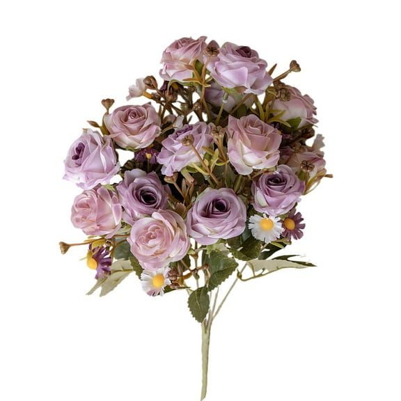 Harlier Artificial Rose Flowers, Realistic Silk Burnt Edge Vintage Rose with Long Stem for Home Bridal Wedding Party Floral Bouquets Decoration (1Pcs, 16.5Inch)