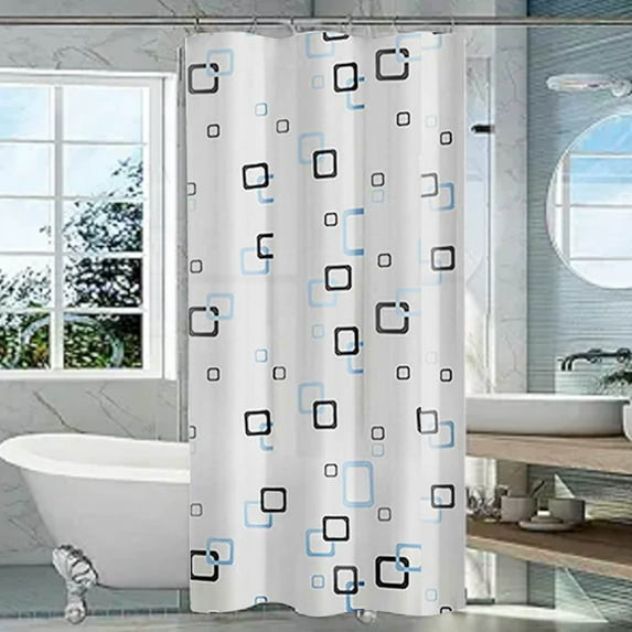 Harlier Black & Blue E-Bubbles Polyester Shower Curtain, 32" x 71" Waterproof