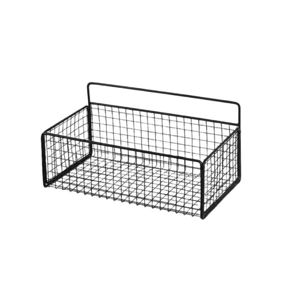 Harlier Black Metal Storage Baskets, Household Metal Wall-Mounted Containers Organizer Bins for Kitchen Bathroom Freezer Pantry Closet Laundry Room Cabinets Garage Shelf