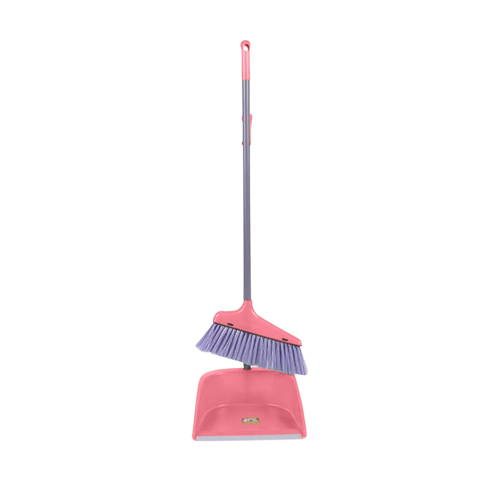 Harlier Broom and Dustpan Set, Large Brooms and Dust Pans with 29'' Long Handle, Upright Broom and Dustpan Comb for Lobby Dog Cat Pets Hair Home Use and Kitchen Cleaning - Pink