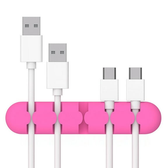 Harlier Cable Holder Clips, Cable Management Cord Organizer Clips, Self Adhesive for Desktop USB Charging Cable, Nightstand Power Cord Mouse Cable Wire PC Office Home (Hot Pink)