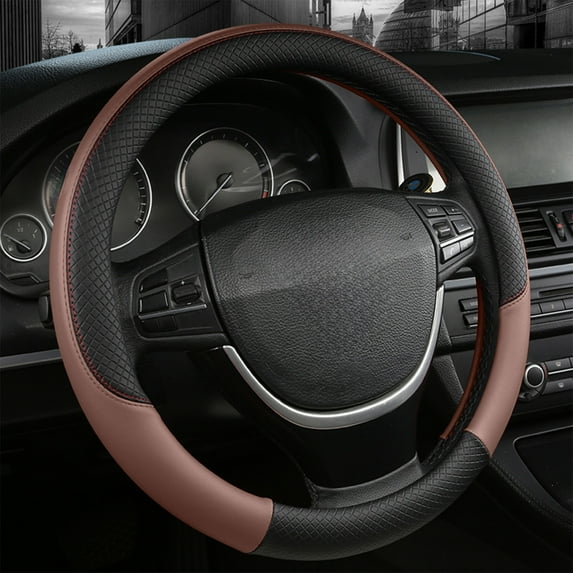 Harlier Car Steering Wheel Cover, 14.5-15 Inch Premium Universal Microfiber Leather Covers, Breathable Anti-Slip Odorless Steering Wheels Accessories for Men Women (Coffee)