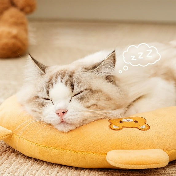 Harlier Cat Pillow, Dog Pillow, Claming Pillows for Small Dogs and Cats, Joint Relief Sleeping Improve Pet Neck Pillow, Deep Sleep Fluffy & Cozy Pet Calming Toy, Machine Washable (Yellow)