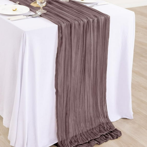 Harlier Cheesecloth Table Runner, 35x71 Inch Boho Gauze Table Runner, Cheese Cloth Long Romantic Table Runner for Wedding Bridal Shower Birthday Party Table Decor (Reddish Brown)