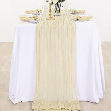 Harlier Cheesecloth Table Runner, 35x71 Inch Boho Gauze Table Runner, Cheese Cloth Long Romantic Table Runner for Wedding Bridal Shower Birthday Party Table Decor (Beige)