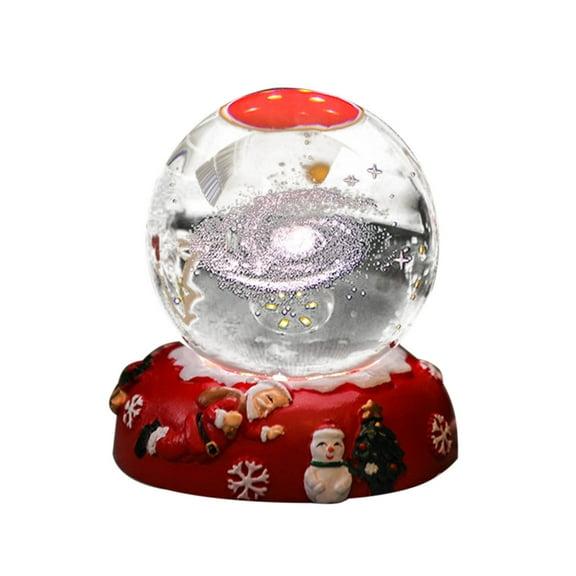 Harlier Christmas 3D Galaxy Crystal Ball Night Light, Crystal Lamp with Christmas Theme Base for Bedroom Decor, Birthday Gift for Teens Boys and Girls, Galaxy Model (Galactic System)