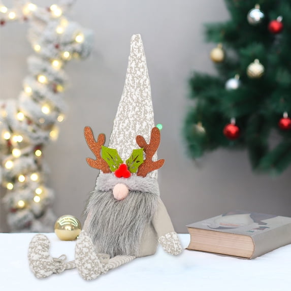Harlier Christmas Gnomes Swedish Tomte Decorations with Dangling Legs, Handmade Christmas Reindeer Gnomes Plush Doll Elf Ornaments Scandinavian Figurine for Holiday Home Decor and Gifts