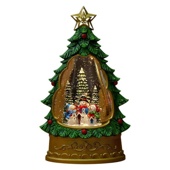 Harlier Christmas Snow Globe Lantern, Water Glittering Christmas Tree Snowman Choir with Music, USB or Battery Operated Lighted Lantern for Christmas Festival Decoration Gifts